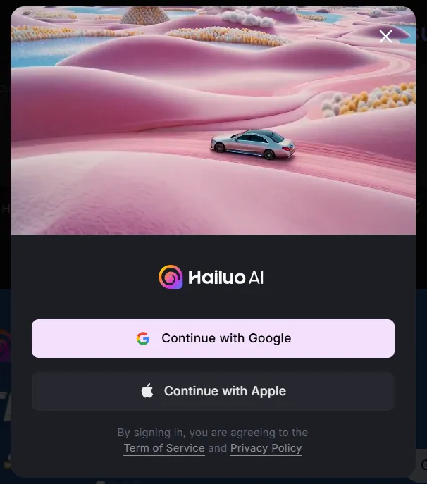 OAuth modal for Google/Apple login