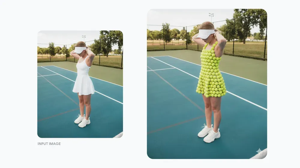 Dress as tennis ball material demo